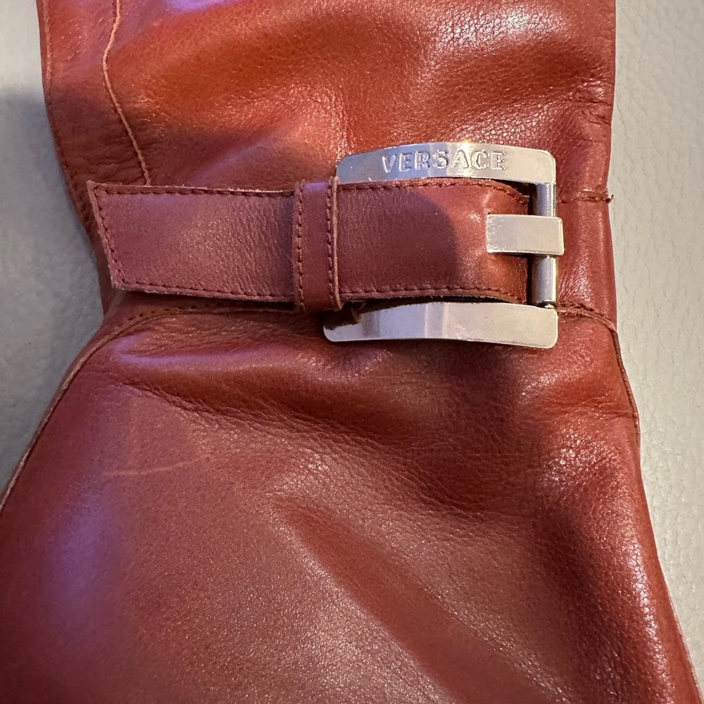 Versace Red Heeled Boots - Picture 4 of 7